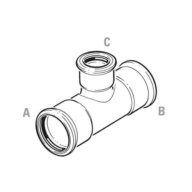 Press-fit Water Branch Reducing Tee 304 S/S - 54 X 54 X 22mm 4 Press-fit Water Branch Reducing Tee 304 S/S - 54 X 54 X 22mm - Image 2